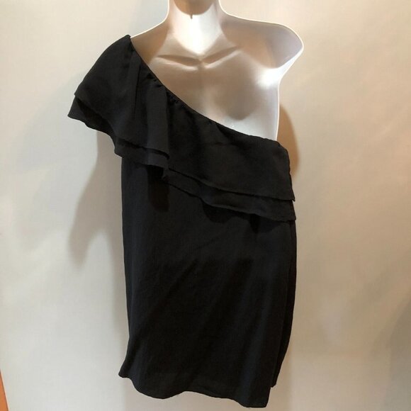 Cotton Candy LA Womens Large Black One Shoulder Ruffle Mini Dress Size L - Picture 6 of 10